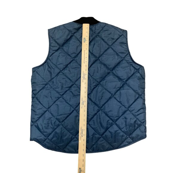 VTG Big Smith Mens Quilted Work Vest Navy Blue Size XL Outdoors Metrosexual - Picture 7 of 9